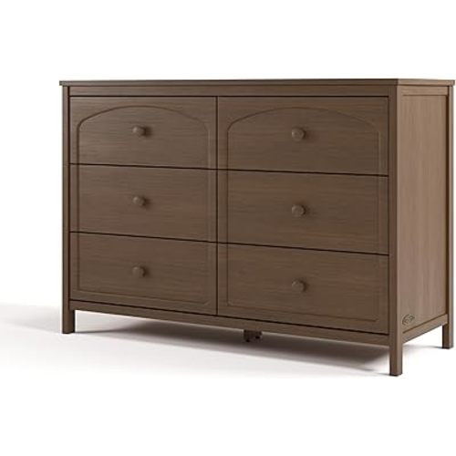 Graco Olivia 6 Drawer Double Dresser (Hazelnut) – GREENGUARD Gold Certified Storage for Baby and Kids Bedroom, Interlocking Drawer System, Anti-Tip Kit Included