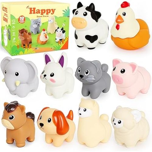 Toddler Toys,Montessori Preschool Learning Activities Animal Toy for Boys Girls,10 pcs Little People Animals Matching Games Fine Motor for Kids