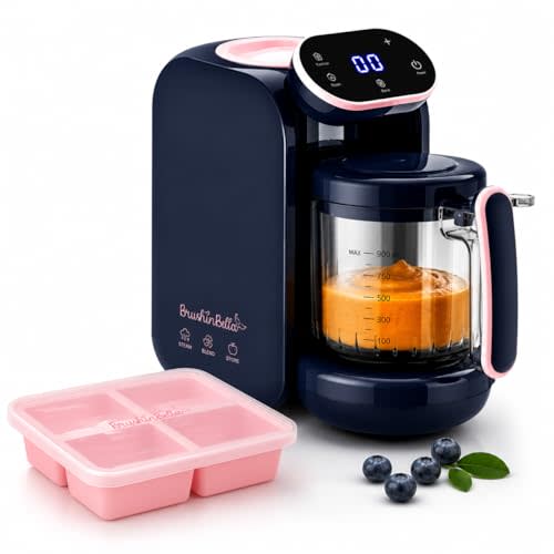 Baby Food Maker 5-in-1 Baby Food Processor with Soup Tray, Baby Puree Maker Machine, Grinder, Steamer, Touch Screen, Auto and Manual Blend, Bottle Warmer