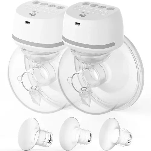 Bellababy Wearable Breast Pumps Hands Free, Low Noise Pain Free, 4 Modes 6 Levels of Suction, Wireless Double Electric Breast Pumps Portable. (24mm Flanges, 21/19/17mm Inserts)