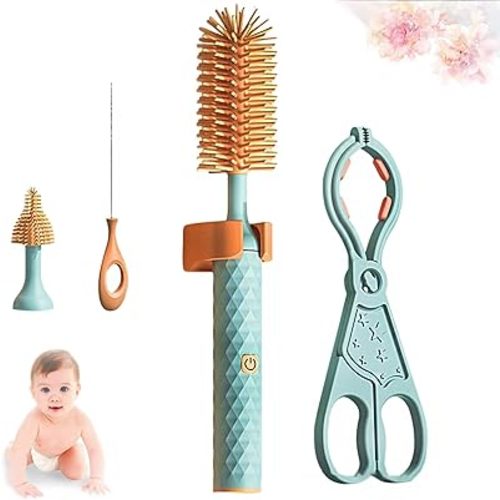Lulus Bottle Brush, Electric Baby Bottle Brush Set, 360° Rotating Waterproof Silicone Cleaner, Automatic Bottle Washer for Baby Bottles, Glass Cups & Water Bottles, Perfect for Cleaning Bottles (B)