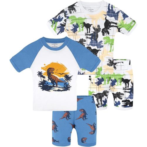 DAUGHTER QUEEN Boys Summer Pajamas Set 4 Pieces 100% Cotton Sleepwear Size 18 Months-12 Years