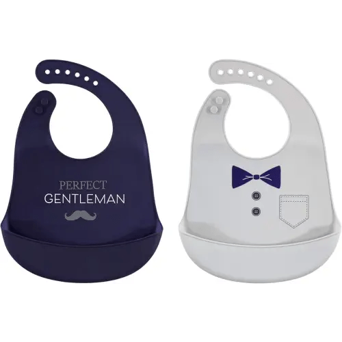 Hudson Baby Unisex Baby Silicone Bibs, Perfect Gentlemen, One Size