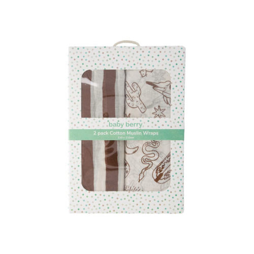 Medium Brown Baby Cotton Muslin Wrap 2 Pack | Best&Less™ Online
