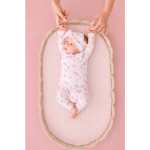 Two-Piece Pointelle Crossover Top & Bottom in Rose Garden Blush | Caden Lane