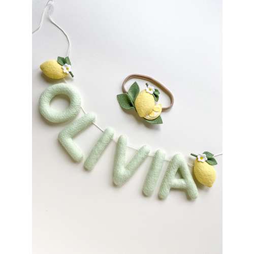 Personalized Felt Lemon Name Banner Garland Nursery Decor