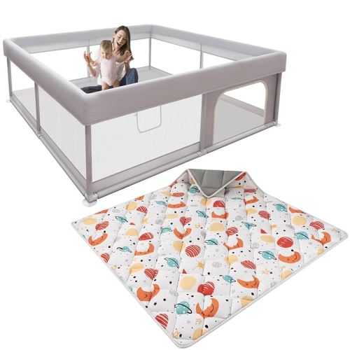 Baby Playpen with Baby Play Mats for Floor 50 x 50 Inch
