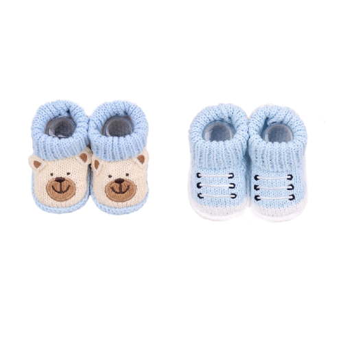Newborn Knit Booties Soft Baby Sock Boots for Infant Boys Girls First Walkers 2 Pairs, 0-3 Months