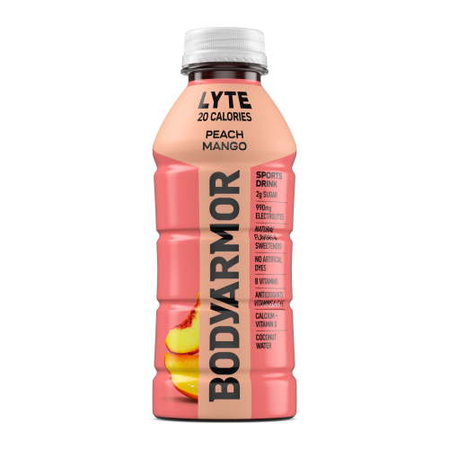 BODYARMOR Lyte Peach Mango Sports Drink, 16 fl oz - Zero-Sugar, Electrolytes, Coconut Water