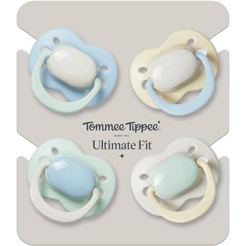 Tommee Tippee Ultimate Fit Orthodontic Dummy 0-6m Silicone Pack of 4 Muted Blue