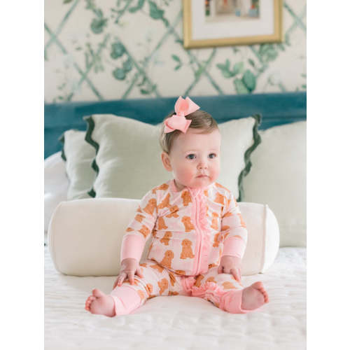 Pink Goldendoodle Bamboo Ruffle Romper