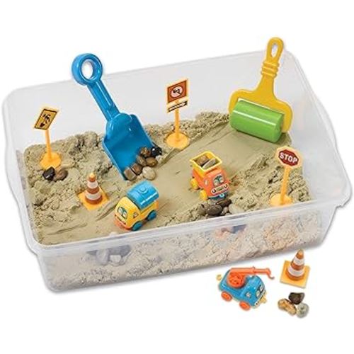 Creativity for Kids Sensory Bin: Construction Zone Playset - Preschool Learning Activities, Excavator Toys for Boys Ages 3-5+, Outdoor Toys and Gifts for Kids
