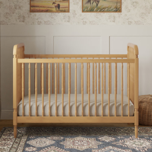 Namesake Liberty 3-in-1 Convertible Spindle Crib with Toddler Bed Conversion Kit - Honey
