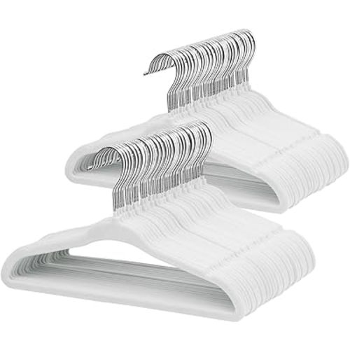 ManGotree Perchas de terciopelo para bebés de 11 pulgadas, perchas antideslizantes para niños con gancho giratorio de 360°, colgador de fieltro ultrafino para ropa de bebés y niños pequeños, paquete