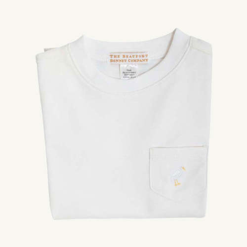 Carter Crewneck - Worth Avenue White with Multicolor Stork