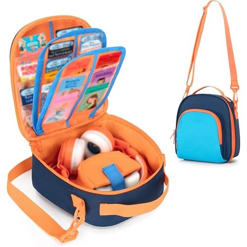 Carrying Case Compatible with Yoto Mini (2024 Edition), Card Holder Hold Up to 30 Cards, Travel Storage Bag for Audio Music Player & Headphone Accessories, Blue (Bag Only) Patented Design