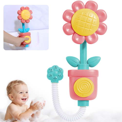 Dammyty Baby Bath Toys, Sunflower Shower Head Bathtub Toys, Water Sprinkler Bath Toys for Toddler 1-3, Infant Bathtime Fun Birthday Gift