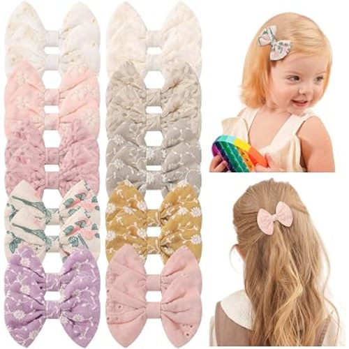 jollybows Baby Girls Hair Bows Clips Floral Print Lined Hair Clips Bows for Babies, Infants, Toddlers, Girls and Teens - 20pcs 2.55" Flower Hair Clips Hair Accessories