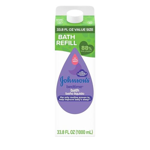 Johnson's Baby Bedtime Bath with Relaxing & Soothing NaturalCalm Aromas, Hypoallergenic, Gentle & Tear-Free Nighttime Baby Bath Essential, Floral Scent, Value Size Refill, 33.8 fl. oz