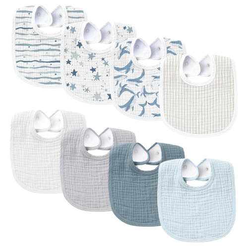 Muslin Baby Bibs 8 Pack Baby Bandana Drool Bibs Cotton for Unisex Boys and Girls, Soft Absorbent Set for Teething and Drooling