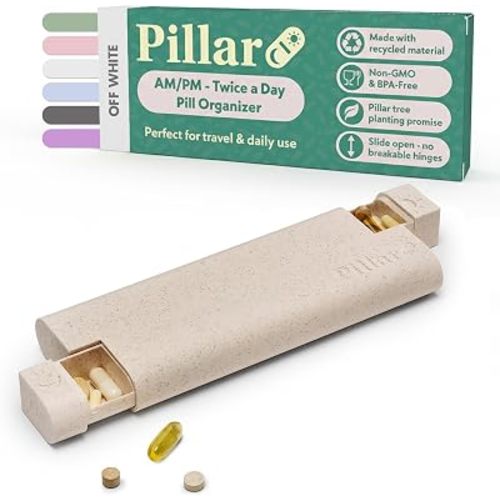 Pillar AM/PM Pill Box Organizer Two Times a Day - Aesthetic Weekly Pill Box