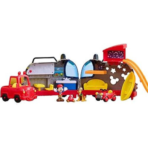 Disney Junior Mickey Mouse Happy Camper Lights and Sounds Playset, 12-Pieces, Bonus Pieces Included, Amazon Exclusive, Toy for Fans, Boys, Kids, Ages 3 and Up, Kids Toys for Ages 3 Up by Just Play