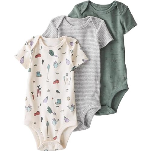 little planet by carter's unisex-baby 3-pack Short Sleeve Bodysuits Made With Organic Cotton