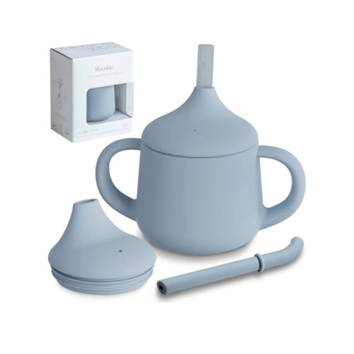 Moonkie Silicone Baby Sippy Cups | 3 Stages Training Cup Straw Cup for Infants Toddlers and Kid | 4 oz 1Pack