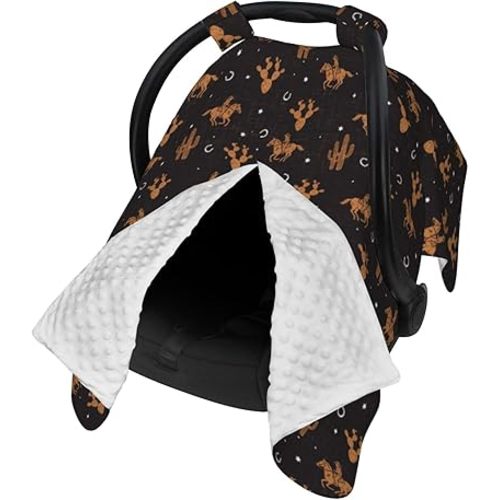 Western Baby Car Seat Canopy Cover for Infants & Toddlers, Opening with Adjustable Strap, Nursing Cover & Stroller Blanket, Vintage Western Baby Stuff