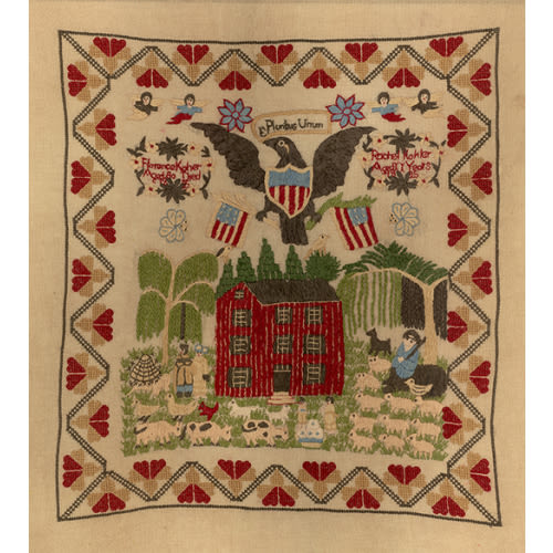 Rachel Kohler Antiqued Embroidery Needlepoint Sampler Framed PRINT