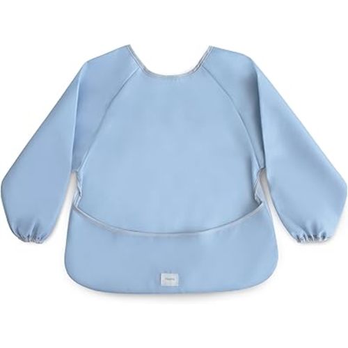 mushie Long Sleeve Baby Bib | Water Resistant Adjustable Fit for Ages 6-24 Months