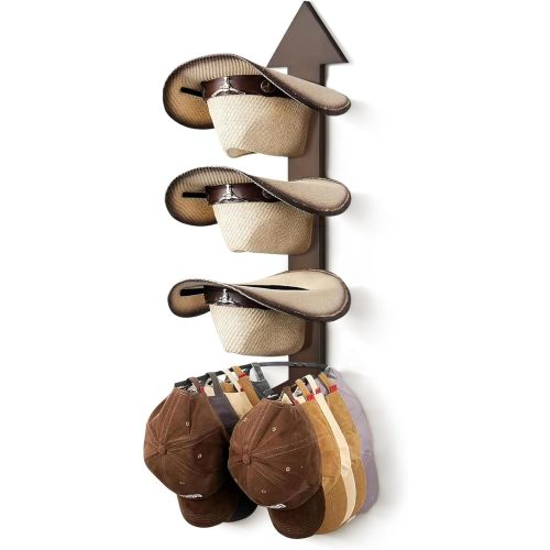 Cowboy Hat Holder Rustic Wood Arrow Design Hat Organizer 4 Pieces Cowboy Hat Rack Western Decor Hat Storage Hanger for Display and Organization Walnut