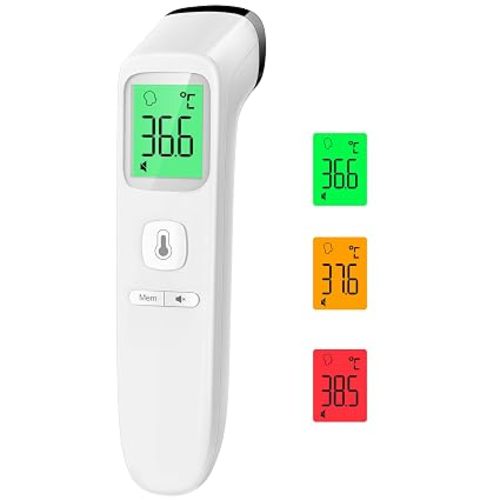 Thermometer for Adults, Accurate Baby Thermometer, Forehead & Object Mode | 1s Results, Mute Mode, 3-color Fever Alarm, 35 Memory Sets, ℃/℉ Switchable, Baby Essentials, Non-Contact, Lifetime Support