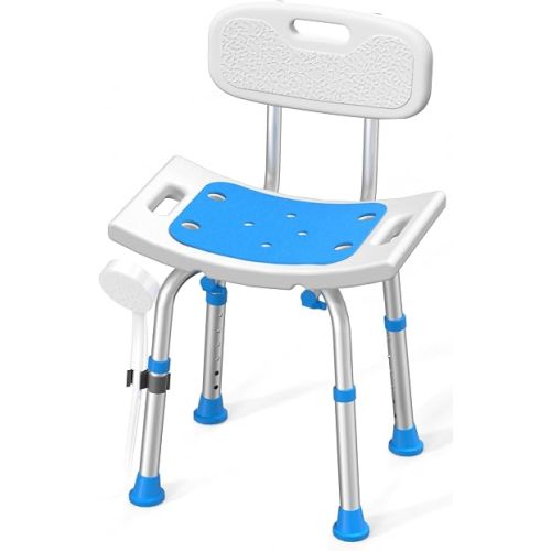 HOMLAND Shower Chair for Inside Shower with Removable Back, Aluminum Frame