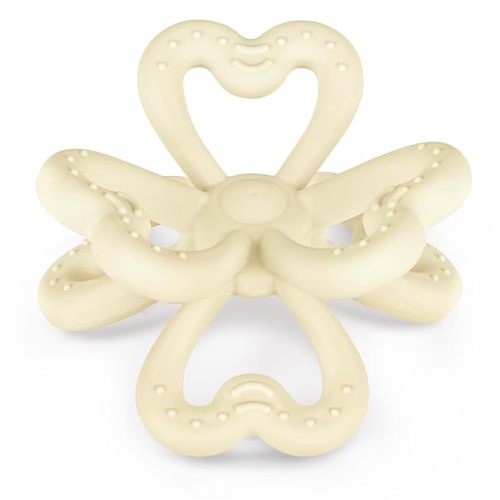 Haakaa Silicone Clover Teether Toy - Food Grade Silicone Teething Toys for Babies 3-6 Months 6-12 Months, Soft & Easy Hold Chew Toy for Infant, BPA Free (Oat)