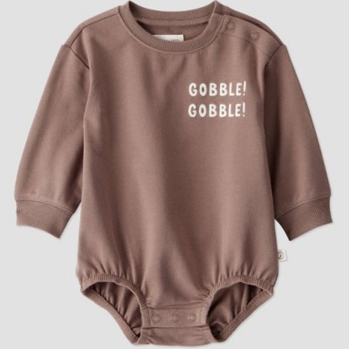 Little Planet By Carter's Organic Baby Thanksgiving Bubble Romper - Brown 9M