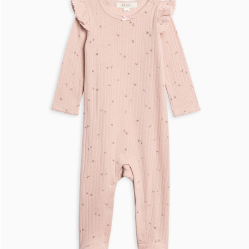 Addy Brushed Back Pointelle Flutter Sleeve Footed Romper