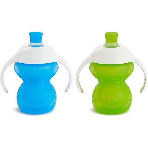 Munchkin® Click Lock™ Bite Proof Trainer Cup, Plastic, 7 Ounce, 2 Pack, Blue/Green