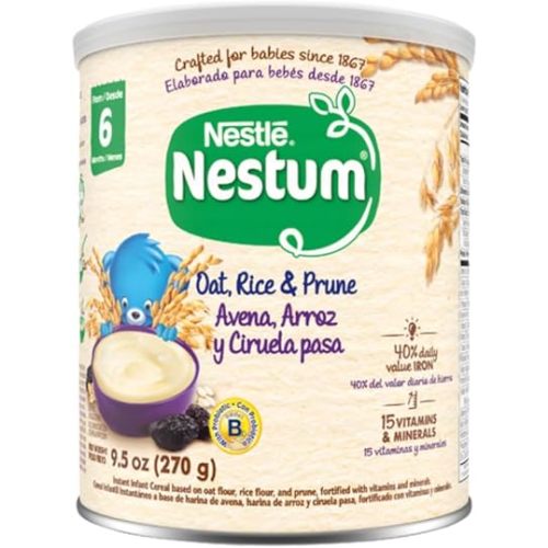 Nestle Nestum Oat, Rice & Prune Instant Infant Cereal 9.5 oz Cereal Canister (Pack of 1)