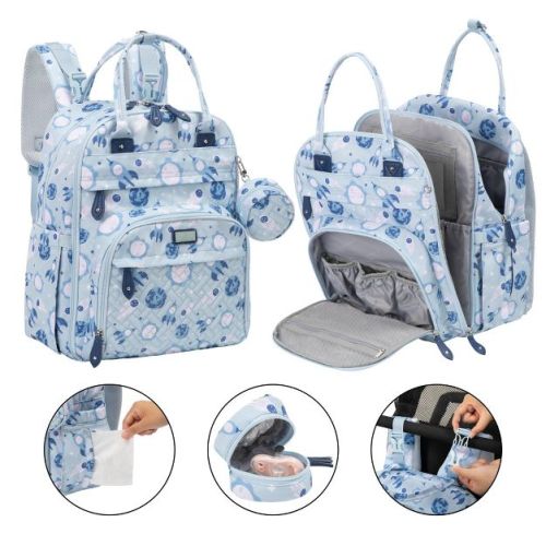 BabbleRoo Diaper Bag Backpack Stylish 26L Hands Free Baby Bag with Changing Pad, Stroller Straps & Water-Resistant, Cosmic, Large