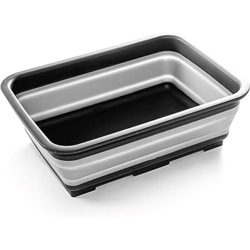 BINO Collapsible Wash Basin - Grey | Portable Dish Tub | Kitchen | Camping | Sink | Home Essentials | Baby Travel | Folding Dish Pan for Maximum Space Saving