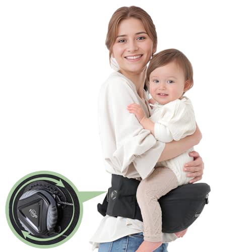 Kerätä Baby Carrier with Hip Seat, Dual Dial Lock Adjustable Waistband Baby Hip Carrier for Newborn to Toddler Up to 45 Lbs, Ergonomic Elastic Core Reduces Belly Digging with Pockets(Black/46in)