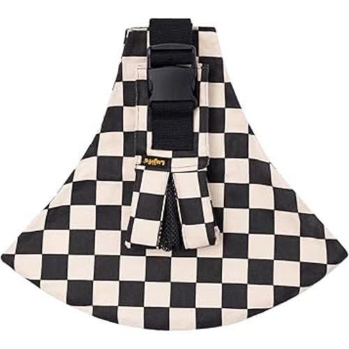 Baby Sling Carrier, Lightweight Portable Baby Carrier for Toddlers, Toddler Sling Carrier with Adjustable Front & Back Shoulder Straps – Fits Babies 6 to 48 Months (Ebony Check)