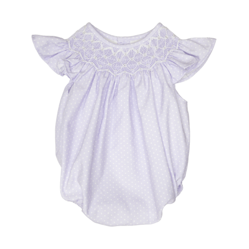 Sweet Dreams Cathy Purple Dot Pearl Smocked Bubble - Spoiled Sweet Bo - Spoiled Sweet Boutique