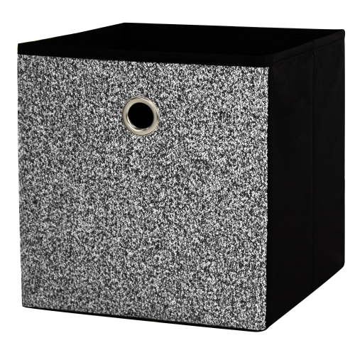 Mainstays Collapsible Fabric Cube Storage Bin, Black & White Boucle