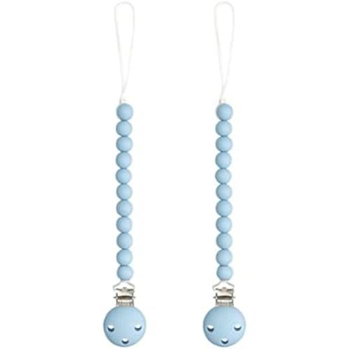 Comfy Cubs Pacifier Clips 2 Pack - 100% Food Grade Silicone Baby Pacifier Clips, BPA & PVC Free - CPSIA Certified, Lightweight and Flexible Baby Gifts - Sky Blue
