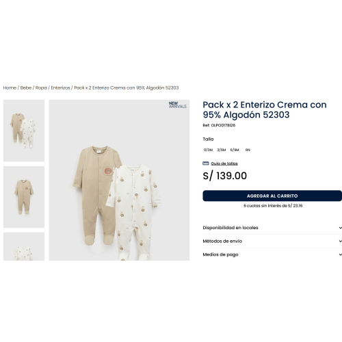 Enterizo Print Two-Way Zip Bebé