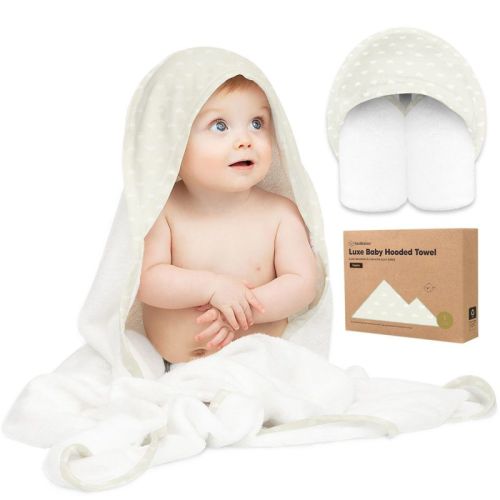 Luxe Baby Hooded Towel, Organic Baby Bath Towel, Hooded Baby Towels, Baby Beach Towel for Newborn, Kids (Rainbow, Regular)
