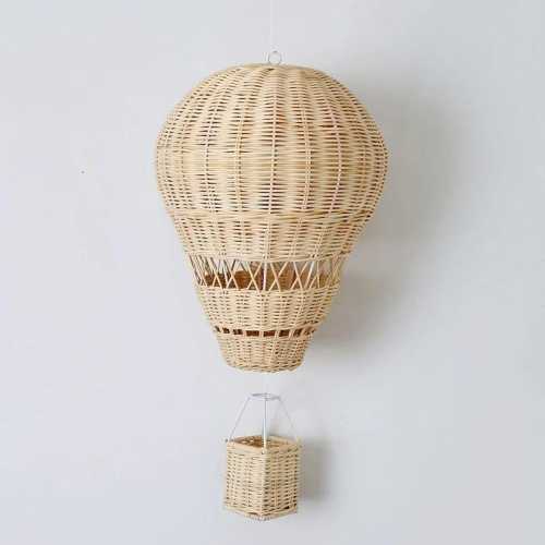 Handmade Rattan Hot Air Balloon Wall Hanging, Nursery Decor