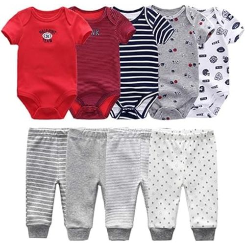 Baby Layette Set Baby Boys' 9-Piece Bodysuits Pants Set Toddler Girl Boy Unisex Baby Gift Sets